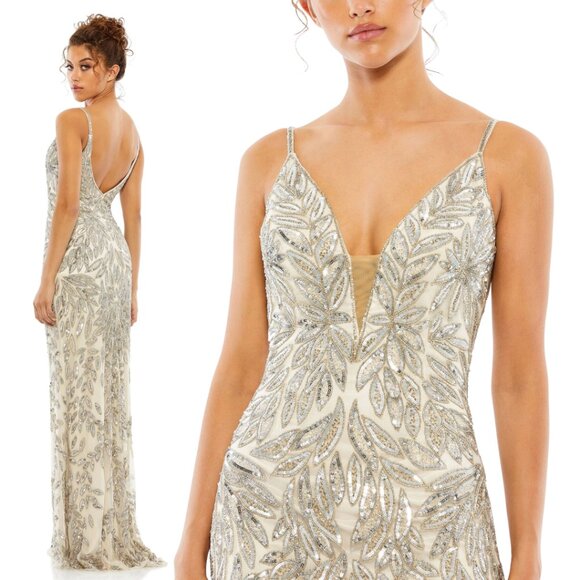 MAC DUGGALEMBELLISHED LEAF EVENING GOWN #5107